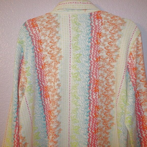 Vtg J Jill Rainbow Fleece Pajamas Size M Soft 2 Piece Top & Pants Cottage Y2K - Picture 4 of 13